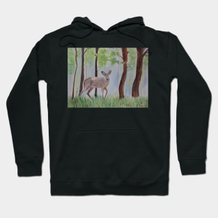 Deer in the Forest Watercolor Painting Hoodie